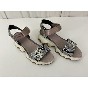 Sorel Kinetic Impact Sandal Shoes Leather Mauve Womens Size 10 Snake Skin